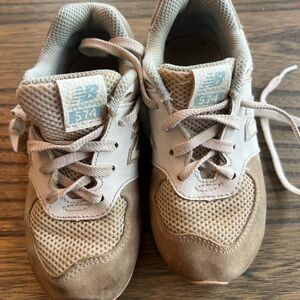 New Balance 574 Kids Sneakers – Tan/Grey (Lace-Up) – Size 9T